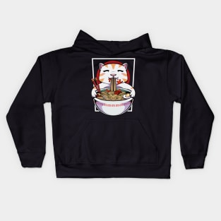 Cat - Cute Kawaii Noodle Soup Eating Kitty Kids Hoodie